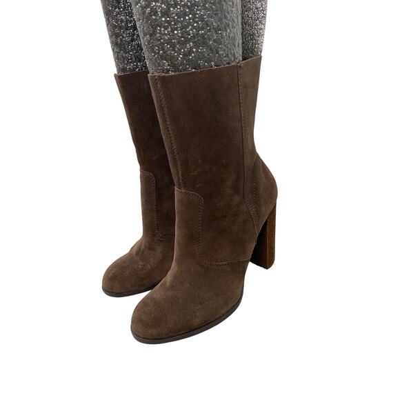 Anthropologie EDDA Suede Leather Ankle Boots Block Heel Western Vintage Size 6 - Picture 1 of 10